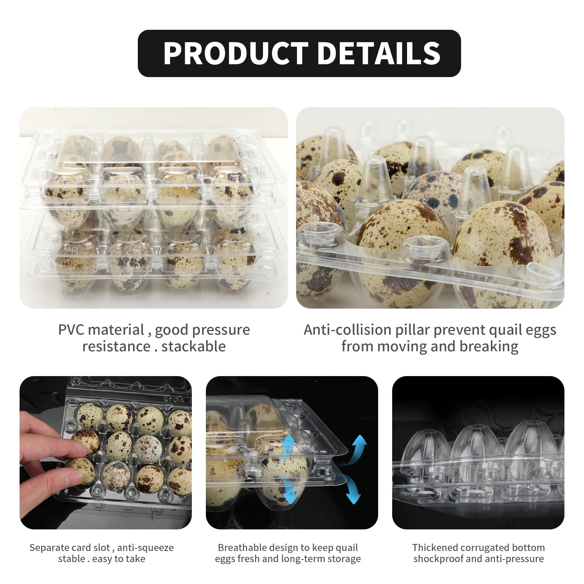 NAMYEUT Pack Of 50 Quail Egg Boxes, 12 Plastic, Egg Box, Quail Eggs, Plastic, Transparent Quail Egg Box For Quail Eggs Packs - View #5