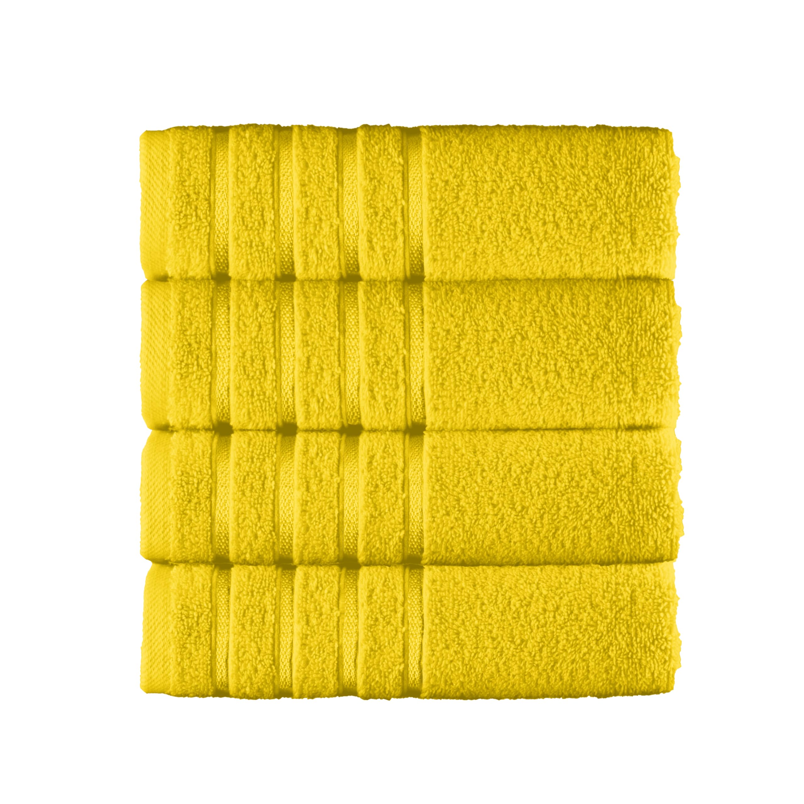 Elegant Comfort 100% Turkish Cotton 4 Lines Viscose Stripe Luxury 4 Pack Hand Towel Set - Ultra Absorbent and Soft 16 x 28 Inch Premium Hotel Spa Quality Towels for Everyday Bath Use, Yellow