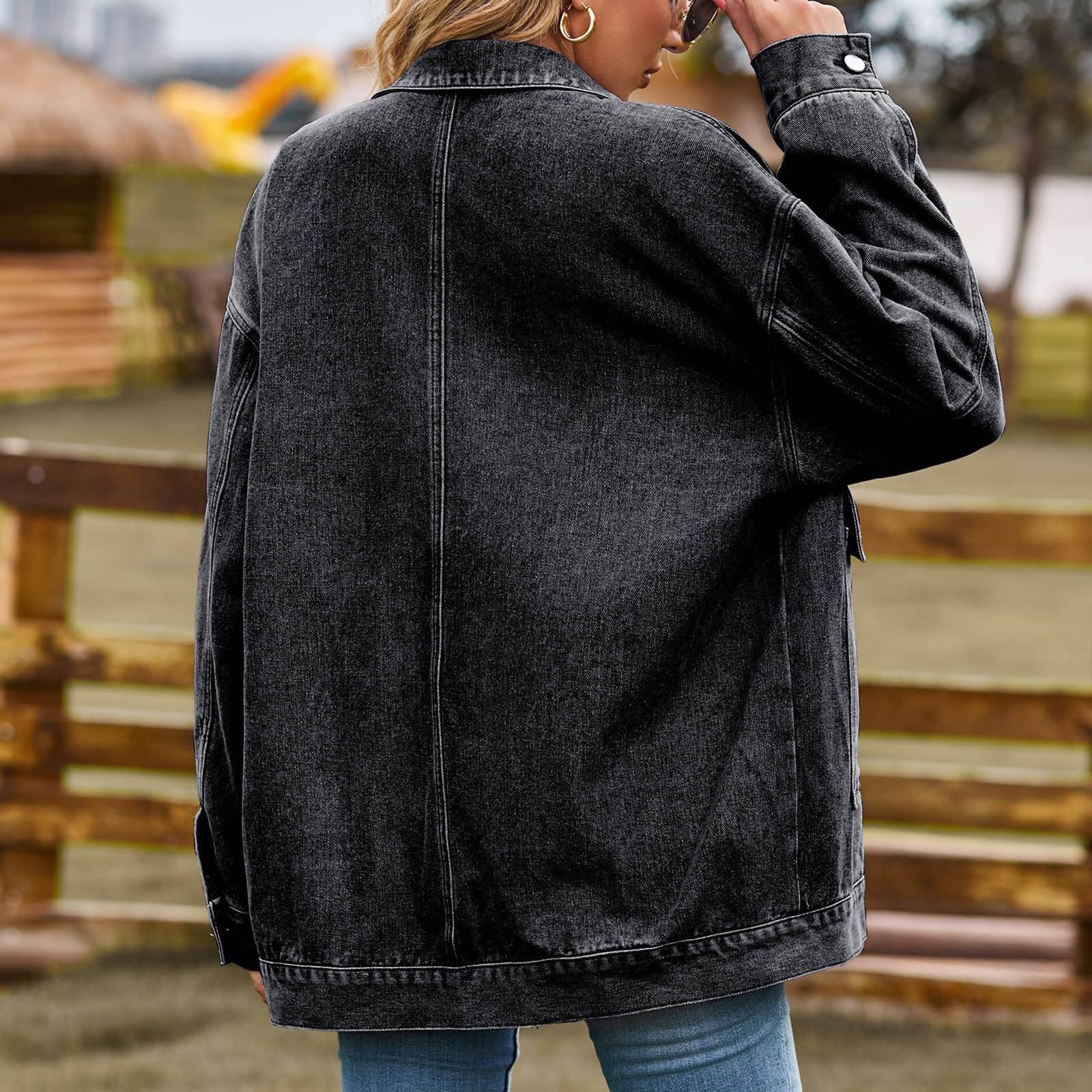 Chaqueta Vaquera Mujer Corta, Abrigo Vaquero Mujer Classic Trucker Regular Fit Ligera Informal con Bolsillo De Manga Larga Chaqueta Mujer Entretiempo Chaqueta Mujer Verano Chaqueta De Estudiante Y2k