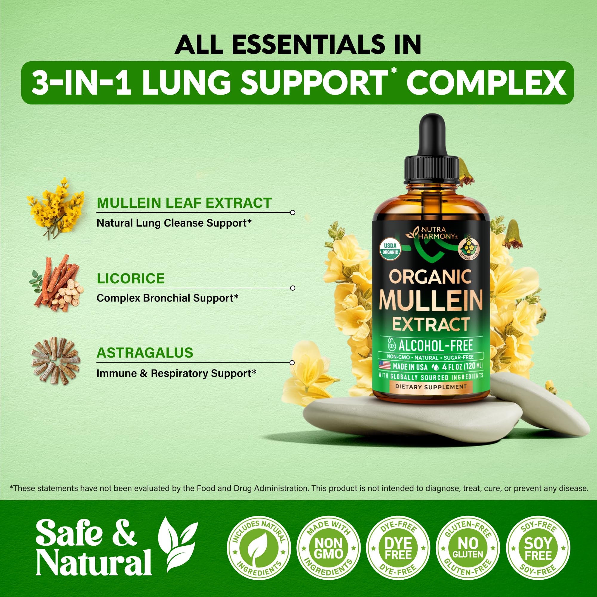 Mullein Drops for Lungs - USDA Organic Mullein Leaf Extract Liquid - 4 oz — Amazon image 6
