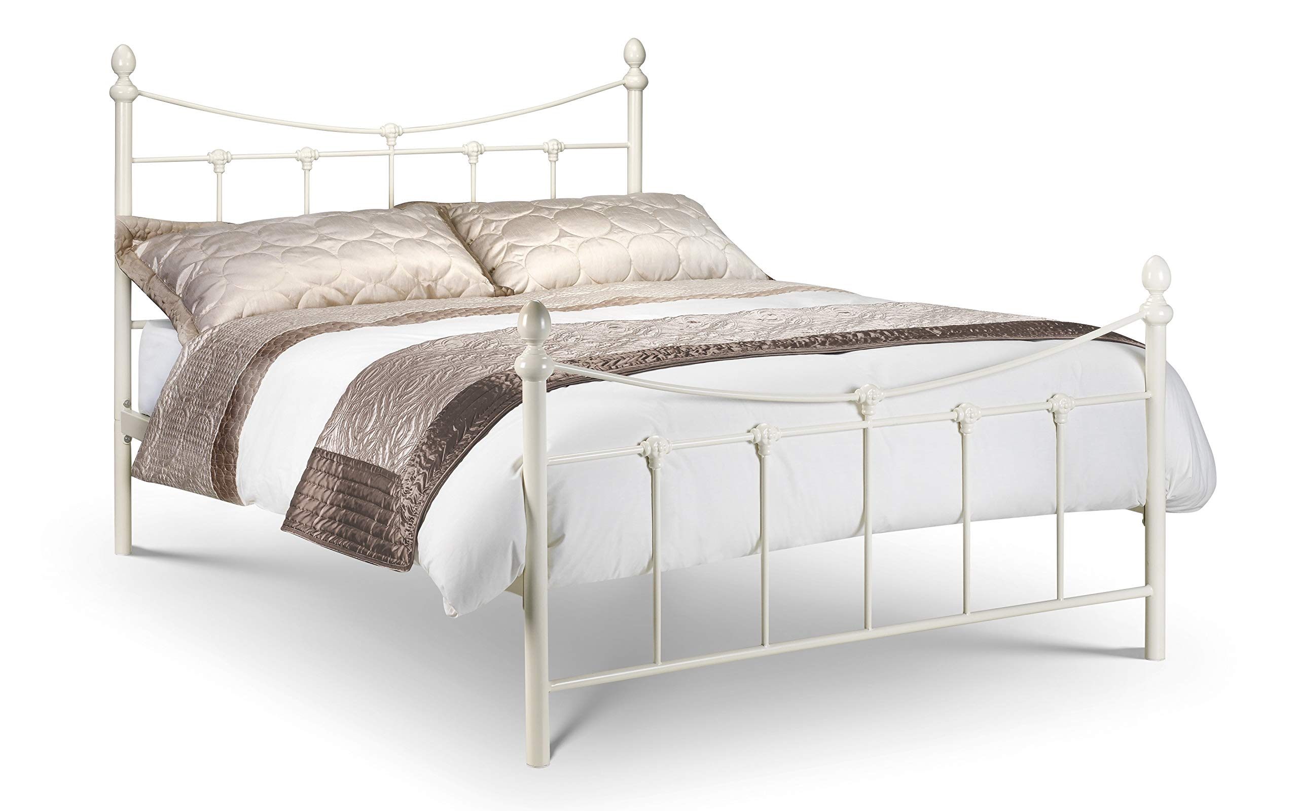 Julian Bowen Rebecca King Size Metal Bed Frame Stone White