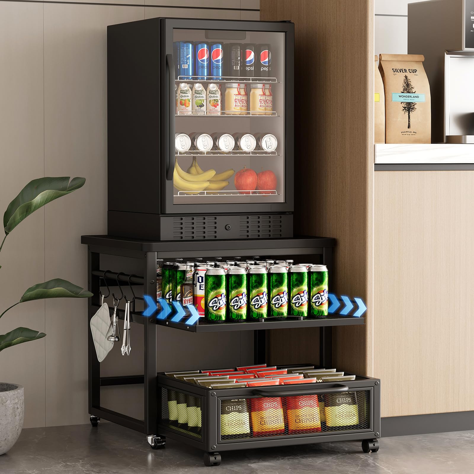 DDJ Mini Fridge Stand with Storage, 21 x 21 in Heavy Duty Mini