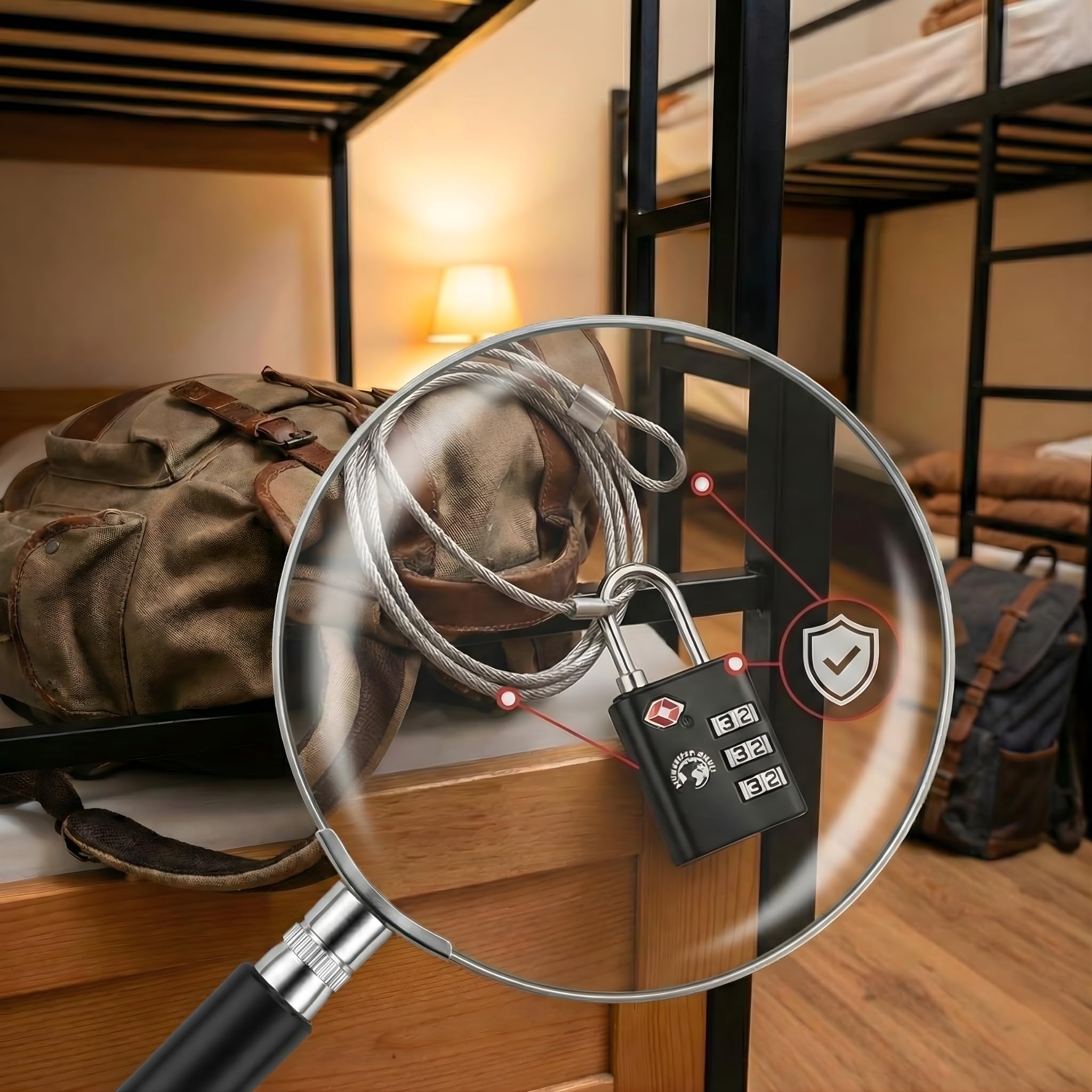 Backpacker's Journey TSA Gepäckschlösser Set.Ideal für Backpacking, Rucksack, Koffer und Taschen jeder ART. Mit Metallband für vielfältigen Einsatz