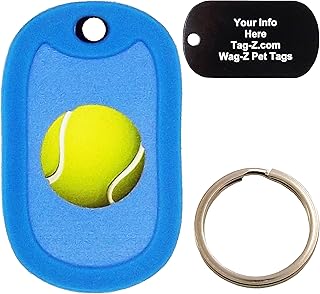Custom Engraved Pet Tag - Tennis Ball - Cyan Blue - Dog Tag - Tag-Z Wag-Z