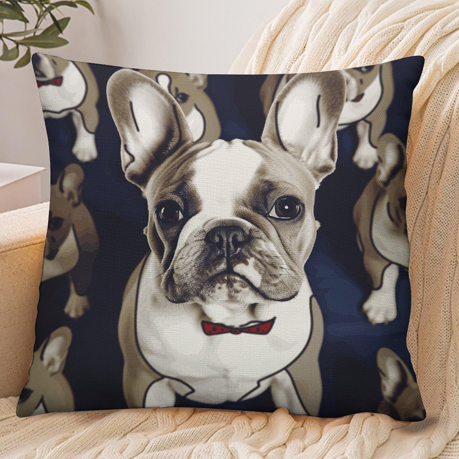 Fekiloot Style Cute French Bulldog Pillowcase Pillow Sham Pillow Case