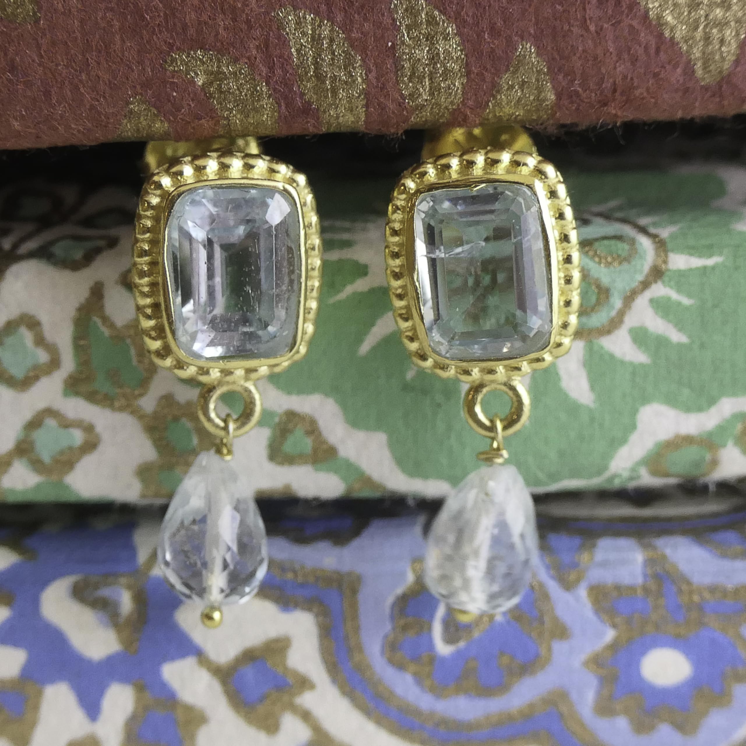 Blautopas Ohrhänger Vergoldet, 925 Sterling Silber