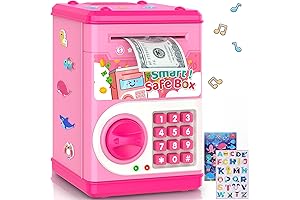 PhilaeEC Girls Piggy Bank with Password Code Lock and Auto Grab Bill Slot