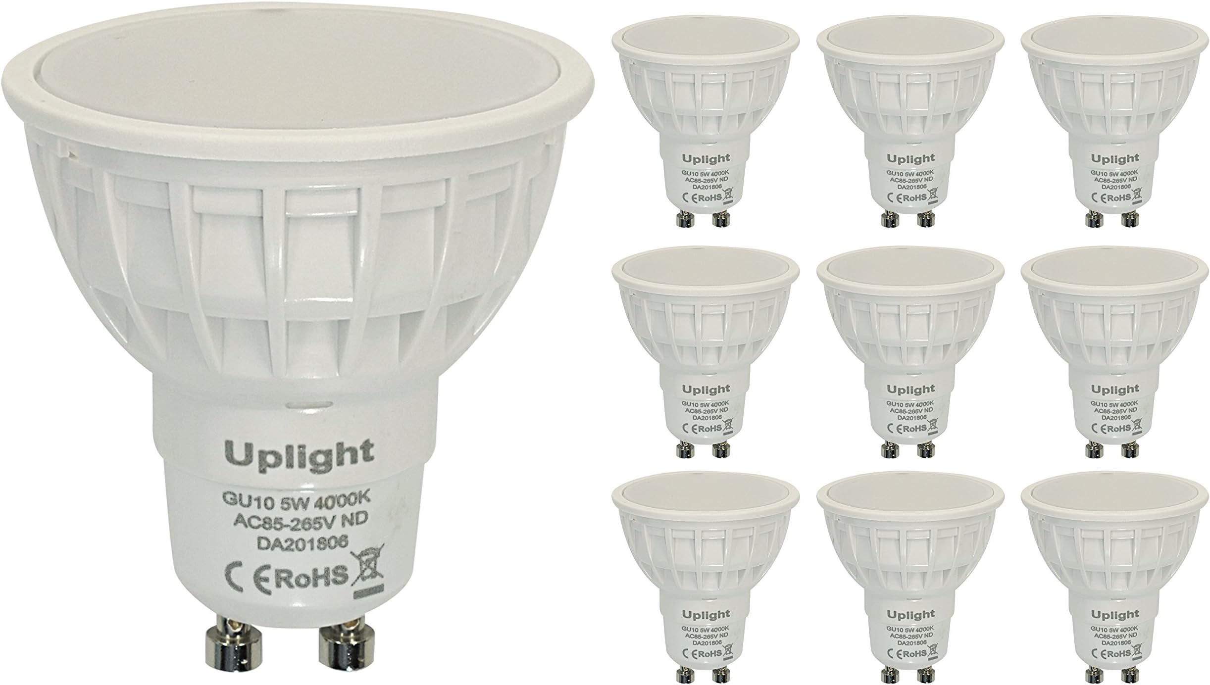 Pack of 5 LED Spot GU10,CRI85 No Flicker,SMD LED Spotlight (Non dimmable 4000K)