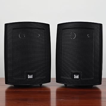 Dual Electronics LU53PB 5.25 3-Way High Performance Outdoor Indoor Wired Speakers | Effortless Set Up | Home, Pool, Patio, Garage Use | Weather Resistant | Expansive Stereo Sound Coverage | Black