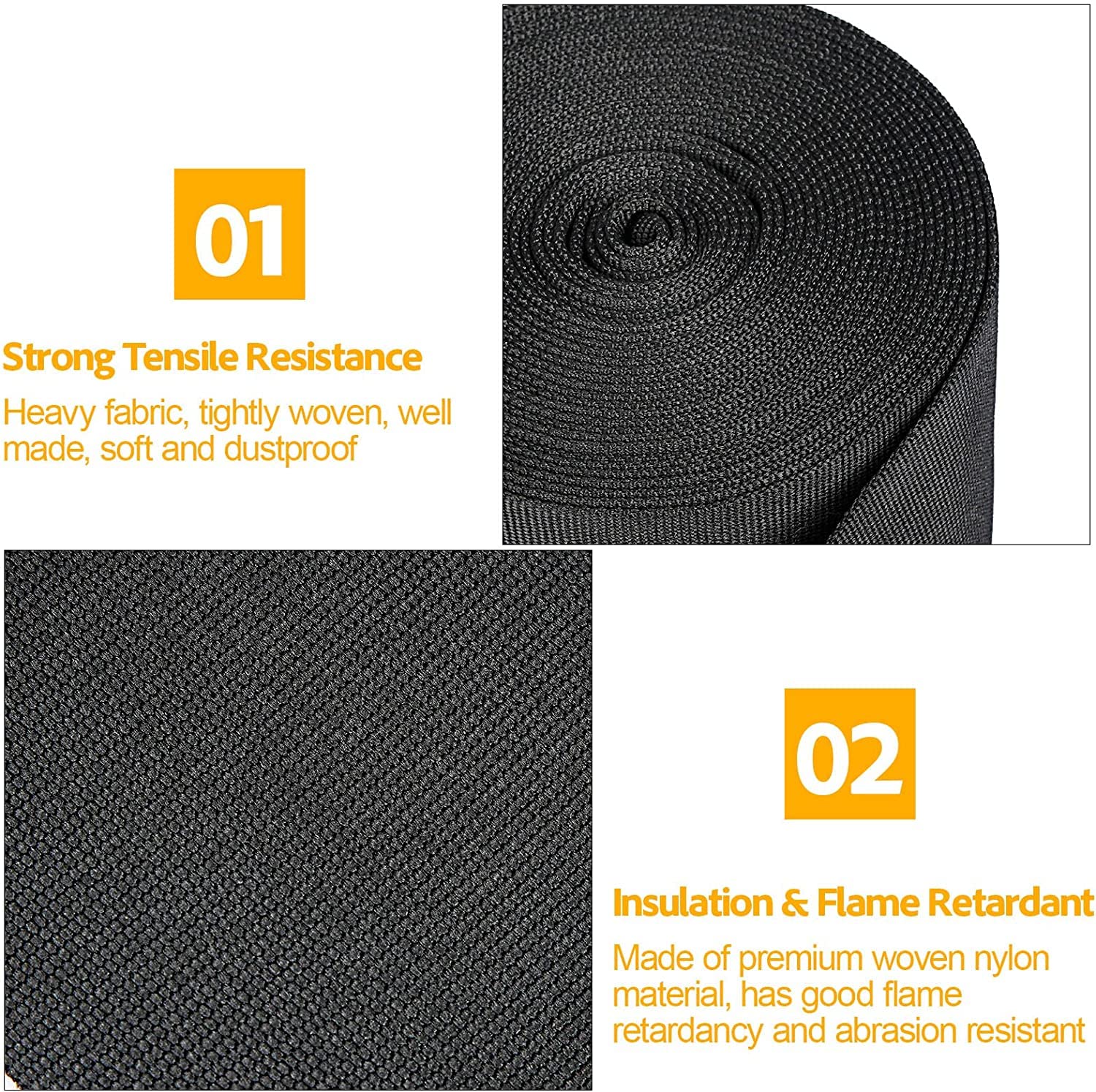 Funda protectora de nailon para manguera, cubierta de cable de soldadura, manguera hidráulica, 1 pulgada de diámetro interior, 25 pies de longitud, color negro
