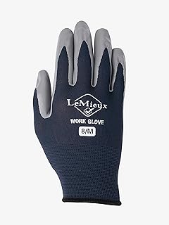 LeMieux Unisex Flexible Work Gloves in Navy with Coated Fingers and Palm - Puncture & Abrasion Resistant - Comfortable Fit Hand Cover - Medium