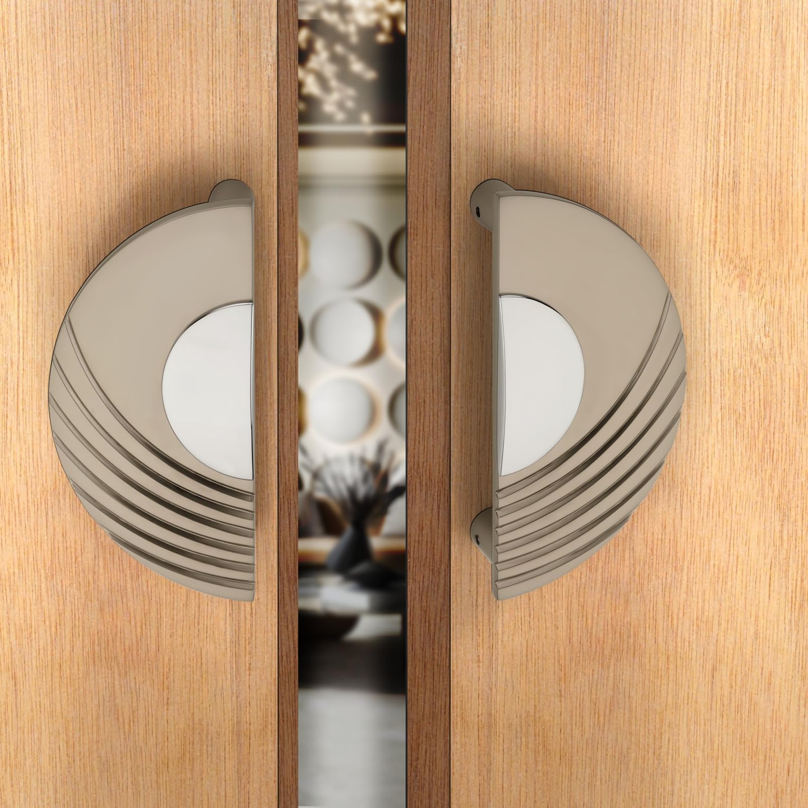 HARMONUS 8-inches Round Shape Glass Door Handles for Main Door, Satin - CP Door Handles, Wardrobe Handles, Handles for Glass Door Pull Handle (Pack of 1 Set,HI-622 Satin - CP Finish)-image-2