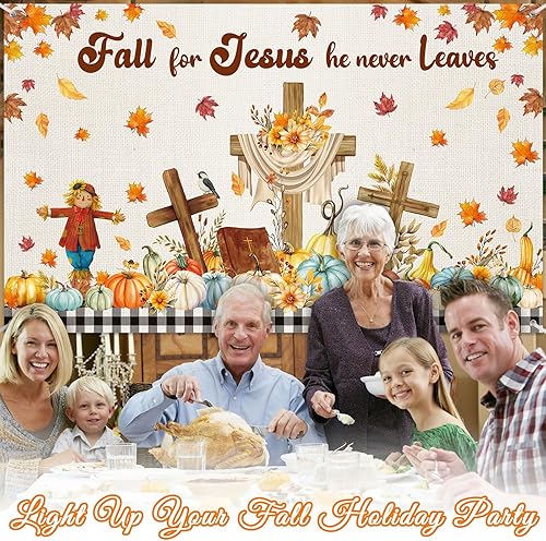 Miniatura 5 de Harloon Decoración de pancarta de otoño para Jesús, decoración de calabaza de Acción de Gracias, telón de fondo de fiesta de otoño, Acción de