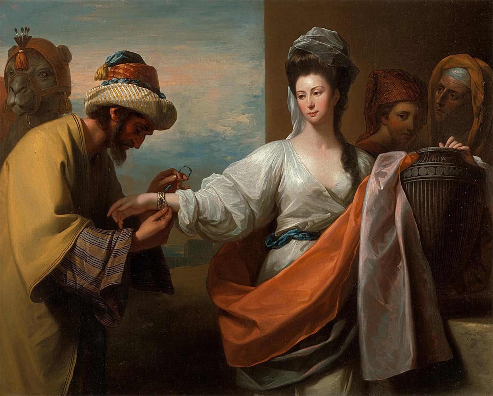SERENDIPITP Abstract Painting Mural Print Picture Wall Decor Painting Isaacs Servant Tying the Bracelet on Rebeccas Arm by Benjamin West Vintage Wall Artwork for Home Decor 60x90cm