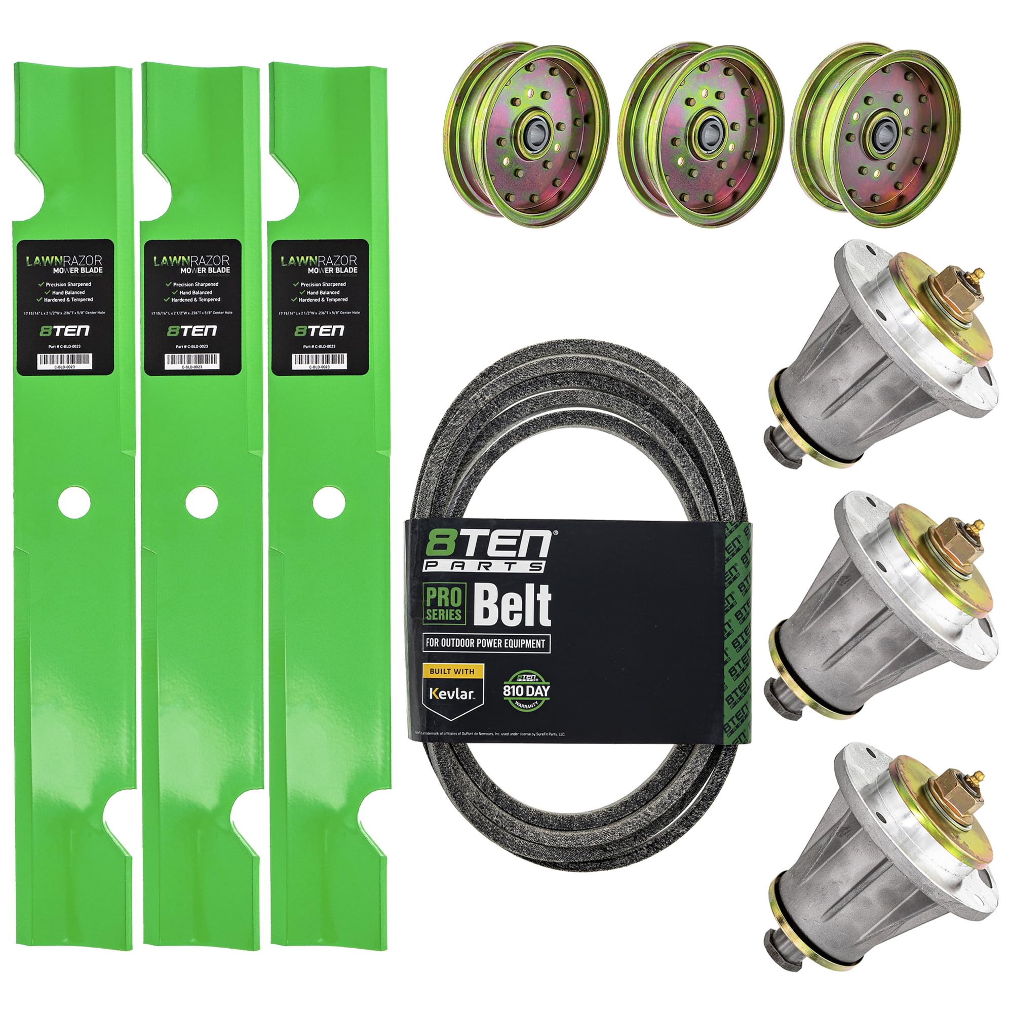 Amazon.com : 8TEN Deck Rebuild Kit Blade Spindle Belt Idler for