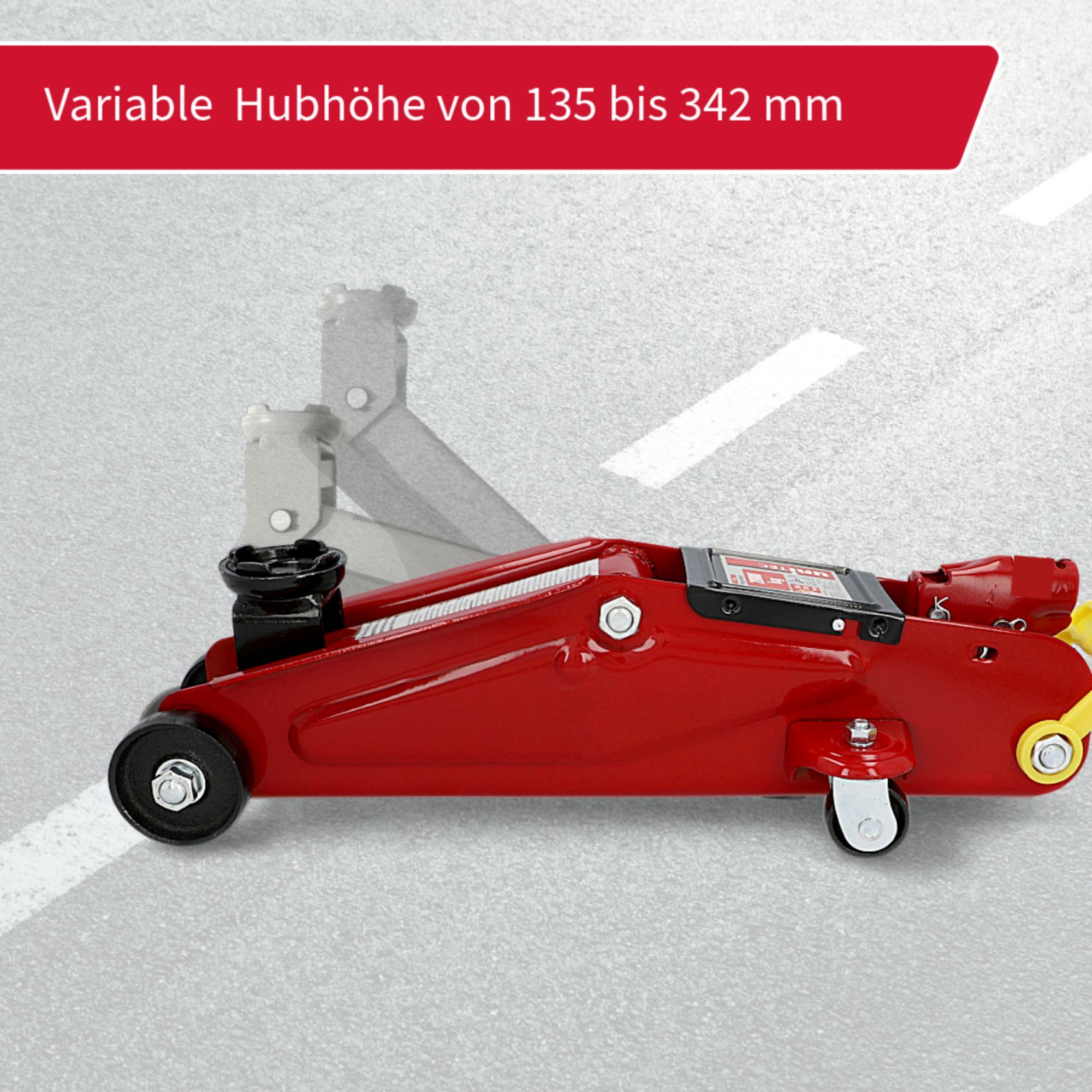 UNITEC Rangierwagenheber, Hydraulik 2 T Tragkraft, für Werkstatt und Hobby, gefertigt aus Qualitätsstahl