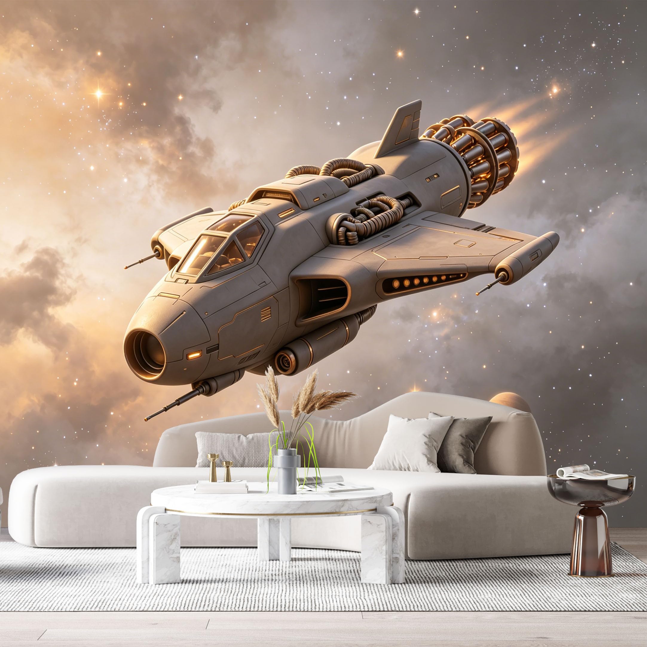 Custom Size Wall Mural Futuristic Spaceship SciFi Jet Spacecraft Engine Design SelfAdhesive Art Prints Removable Large Wallpaper Boy Bedroom Esports Room Game Room Tenant Room Studio