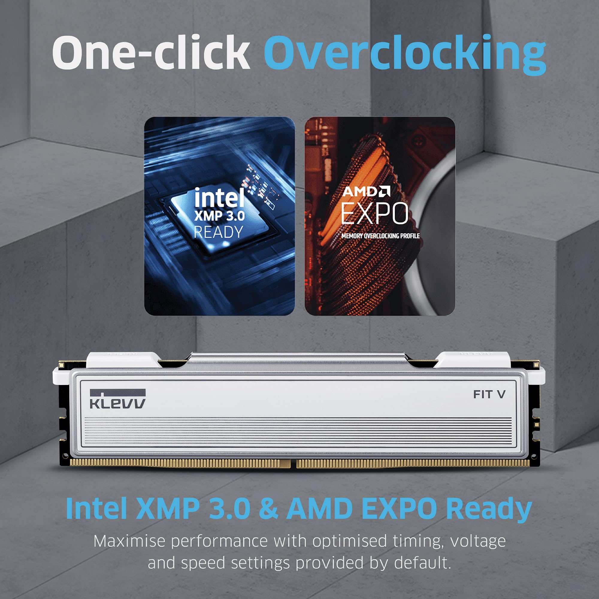 KLEVV FIT V DDR5 32GB (2x 16GB) 5600MHz CL30 Gaming Memory RAM kit