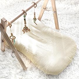 Hooyax Baby Lounger Cover 2 Pack - 100% Muslin Cotton Newborn Lounger Pillow Covers Only, Soft Breathable Infant Lounger Cover with Reinforced Stitching, Fits Most Standard Baby Loungers (Green Wheat)