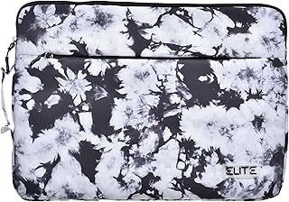حافظة جيب رفيعة من القماش تحتوي على جيب رئيسي وأمامي بسوستة بتصميم طباعة ملونة ومقبض قوي متوافق مع اجهزة اللابتوب المختلفة مقاس 15.6 بوصة من ايليت - أسود/أبيض