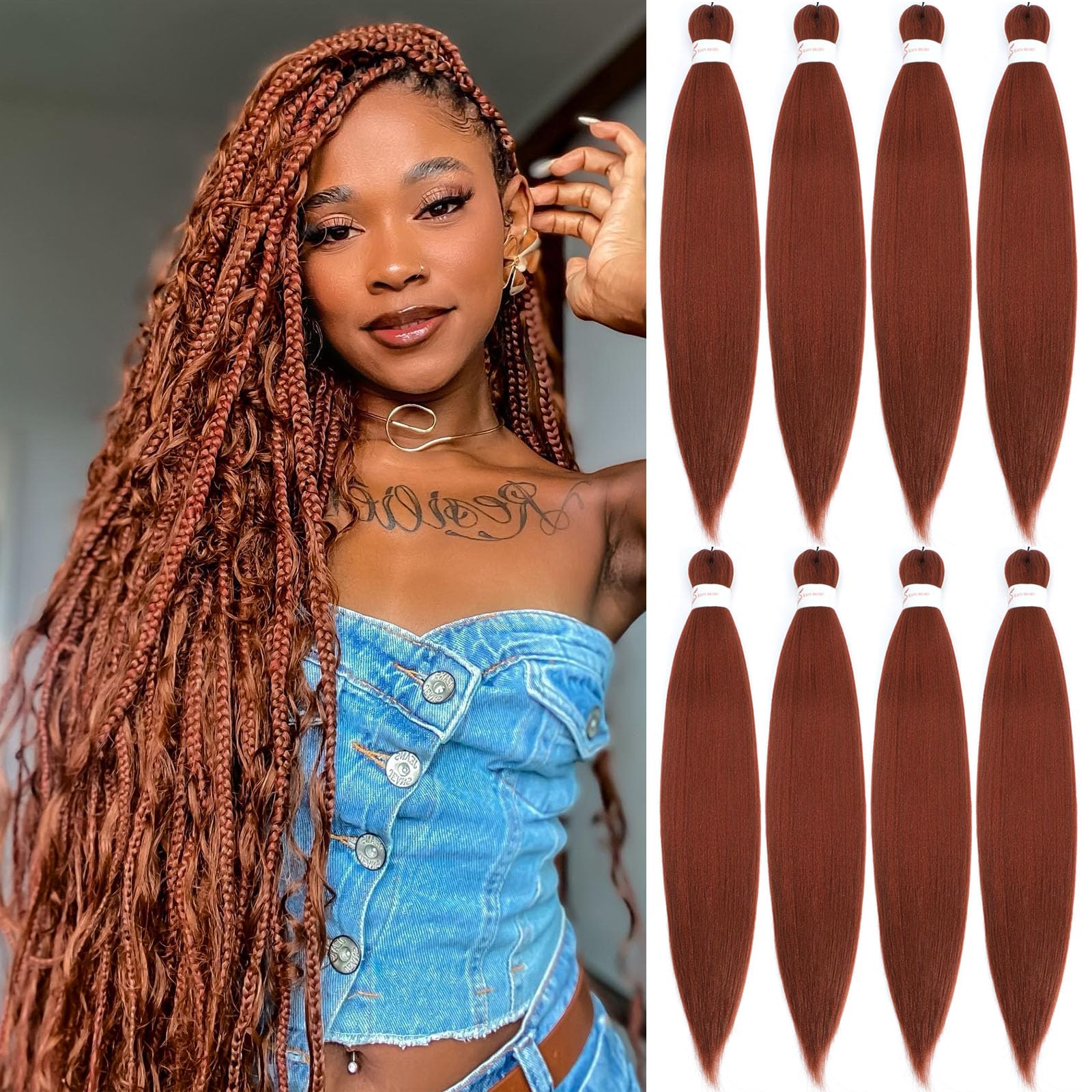 Braiding Hair Pre Stretched 30 Inch 8 Pack Braiding Hair Extensions Itch Free Soft Yaki Texture Hot Water Setting Synthetic Crochet Braids Hair For