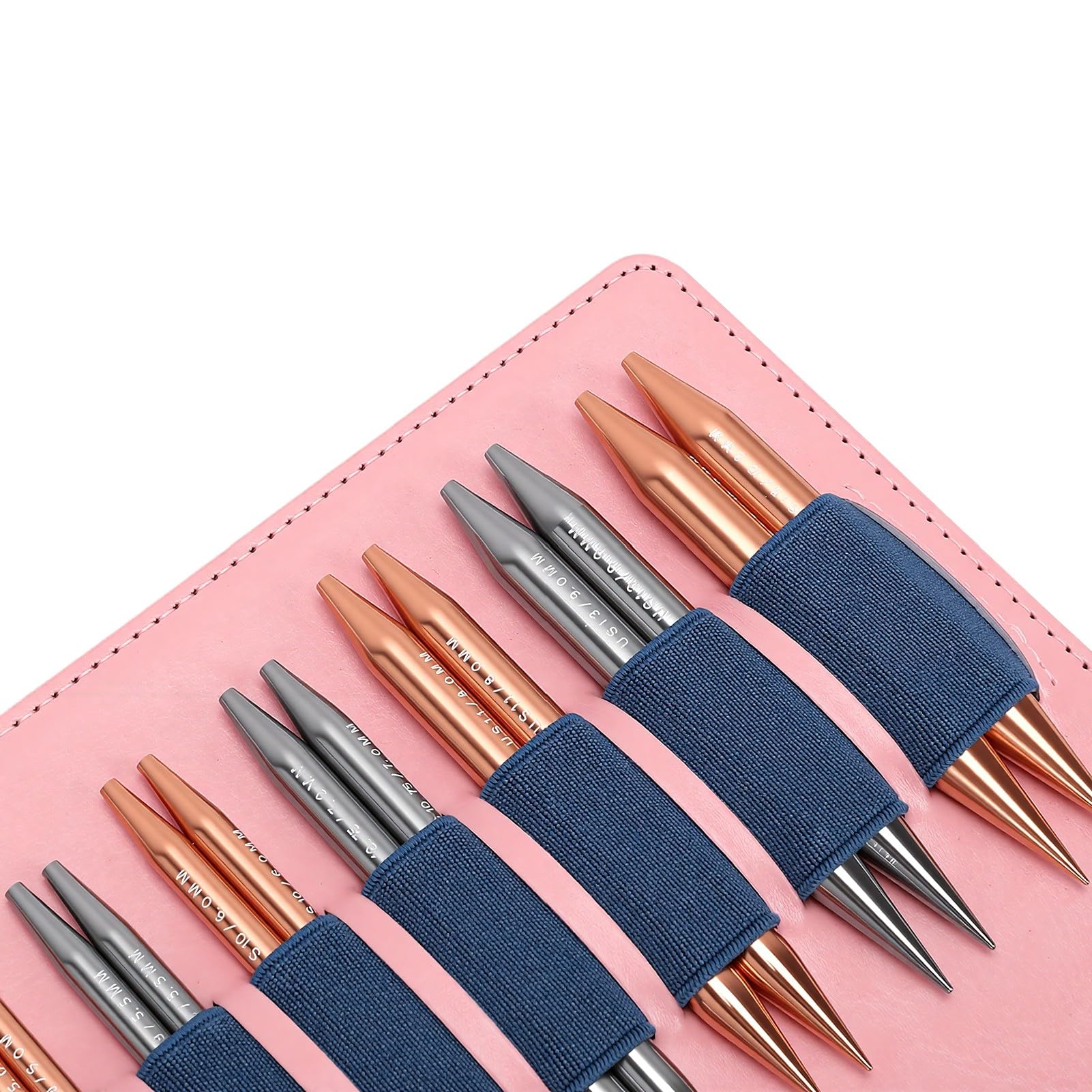 EMUKOEP Set Ferri Da Maglia Circolari, 13 Paia Aghi Intercambiabili In Alluminio Lunghi 10 Cm 3-10 Mm Con 4 Cavi, Per Maglioni Sciarpe Cappelli