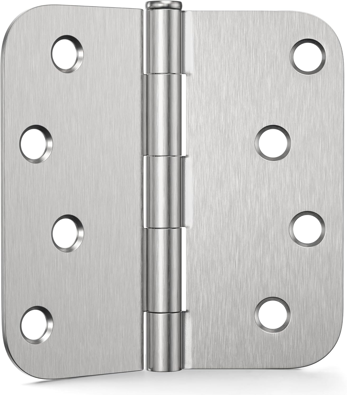 3 Pack Door Hinges 4 Inch, Brushed Nickel Hinges with 5/8" Radius & Square Corners, Removable Pin, Exterior Door Hinges Perfect for Heavy-Duty Front & Back Door, Anti-Rust & No Squeaks