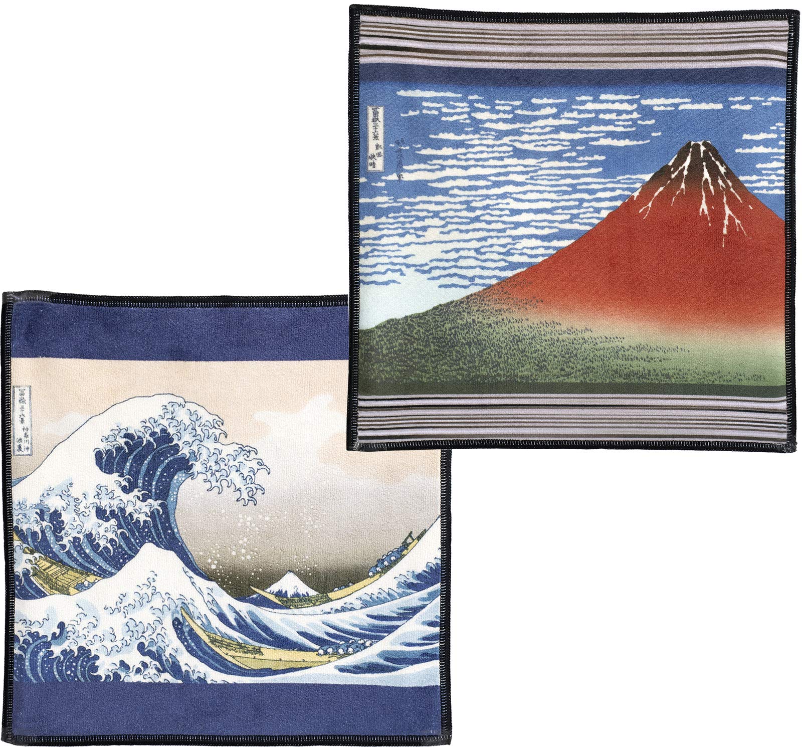 Amazon｜葛飾北斎 超吸水・速乾 タオルハンカチ 2枚セット（赤富士