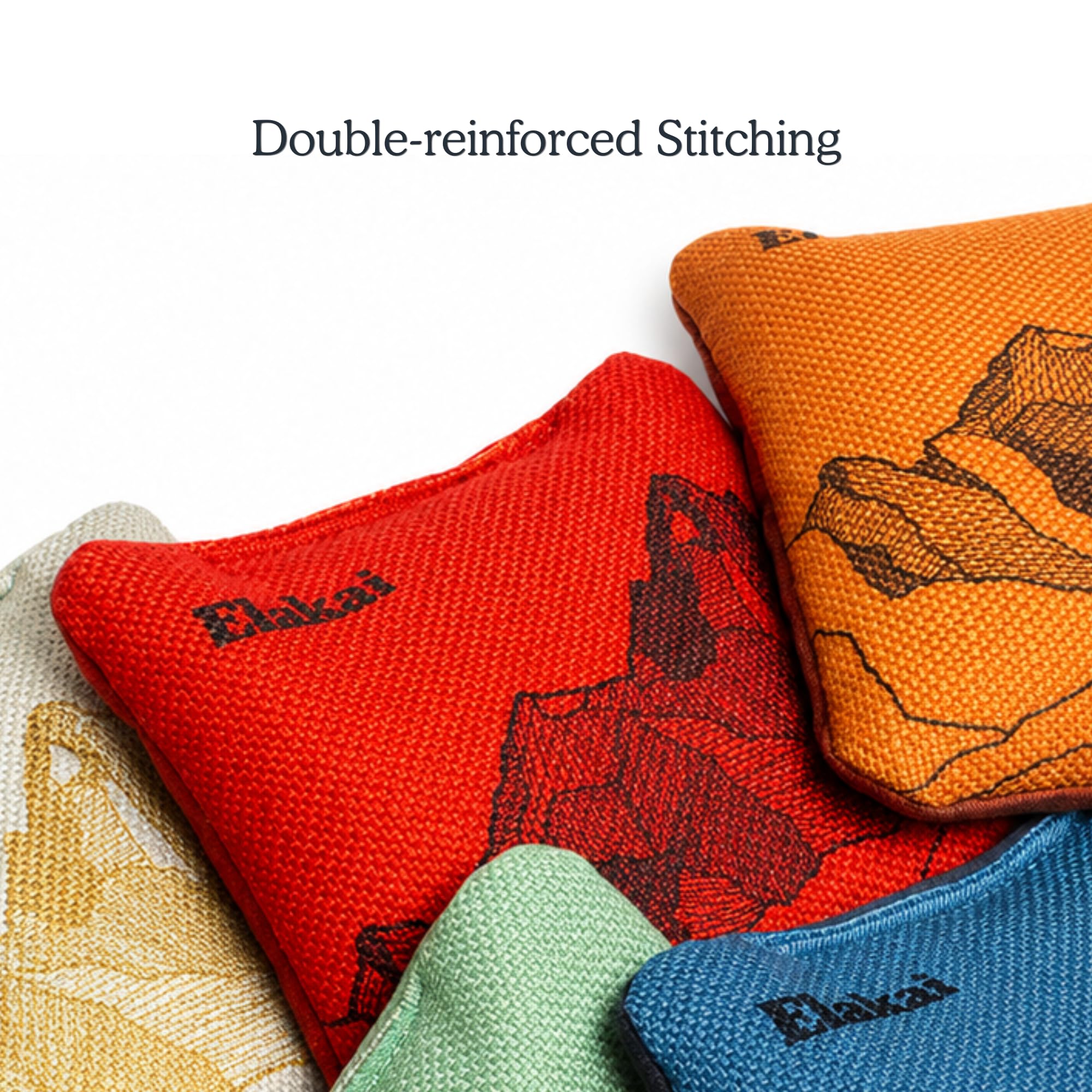 Elakai Cornhole Bags Allwetter-Taschen, doppelseitig, glatt, Größe und Gewicht, 4 Stück, 15,2 x 15,2 cm