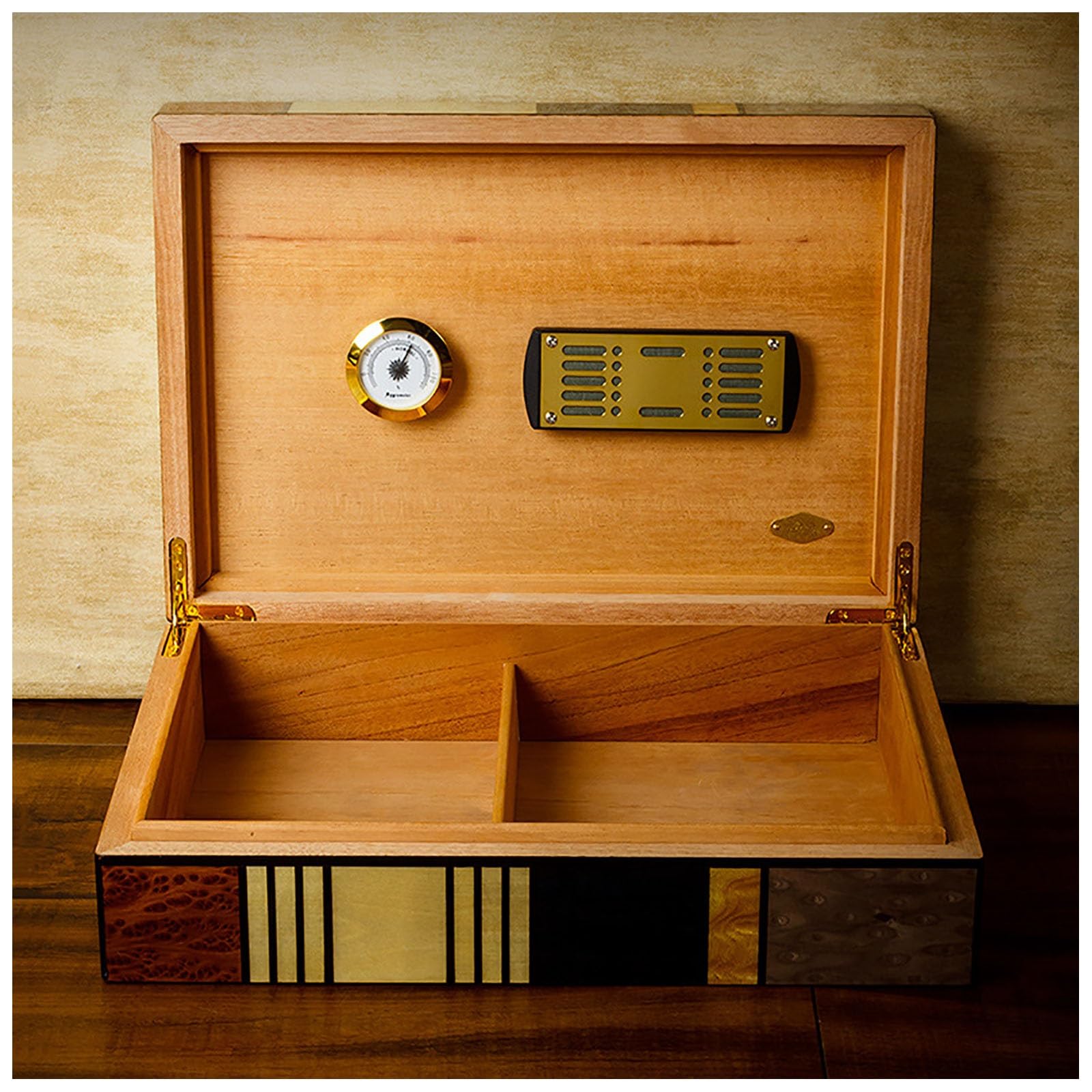 Cave à Cigares pour 25 Cigares avec HygromèTre NuméRique, Humidificateurs, Plateau en CèDre Espagnol Et Doublure en CèDre Espagnol, Cadeau pour Les PèRes, Mari