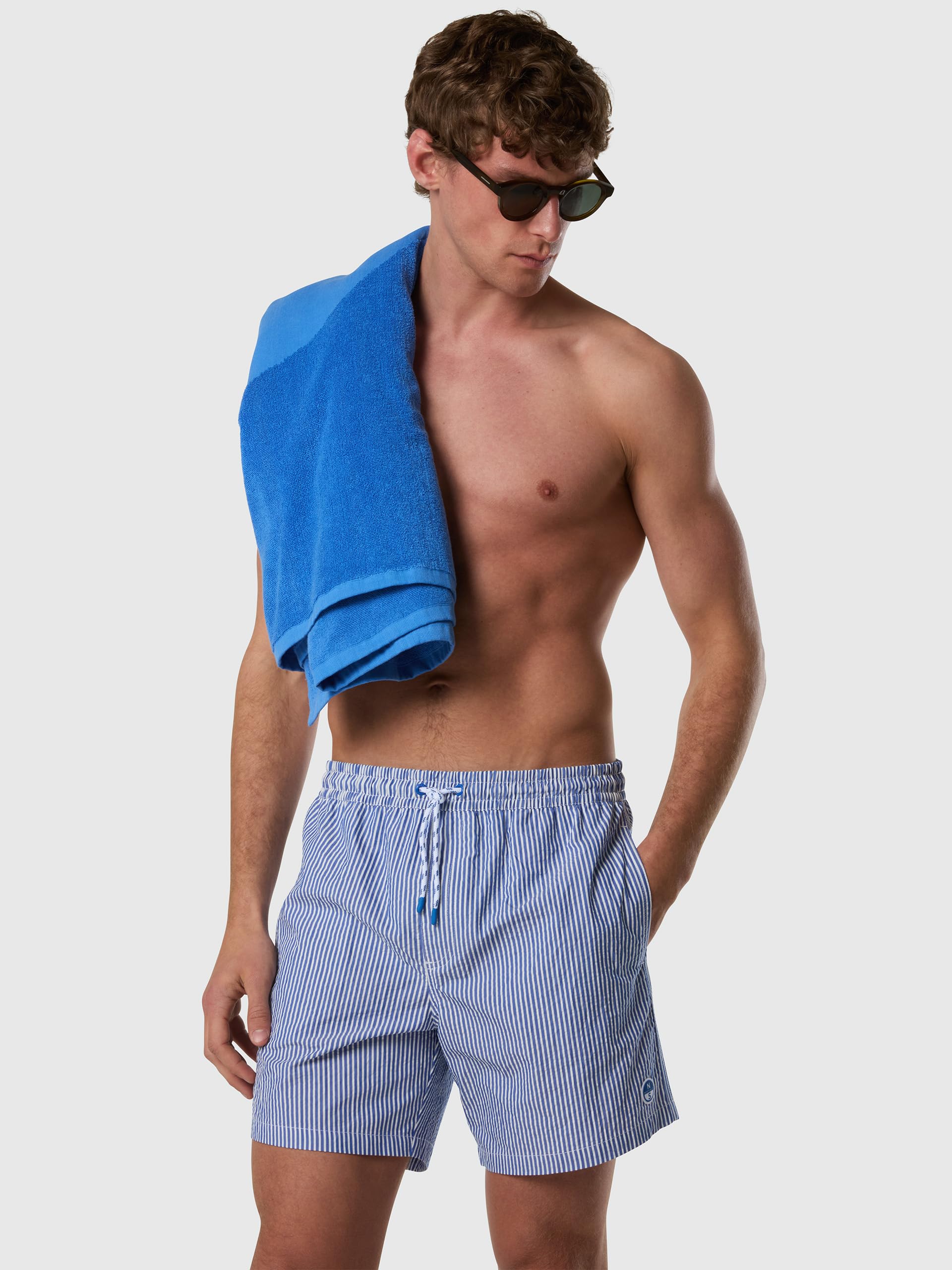 NORTH SAILS Boxer Mare Uomo in Seersucker di Misto Cotone a Righe