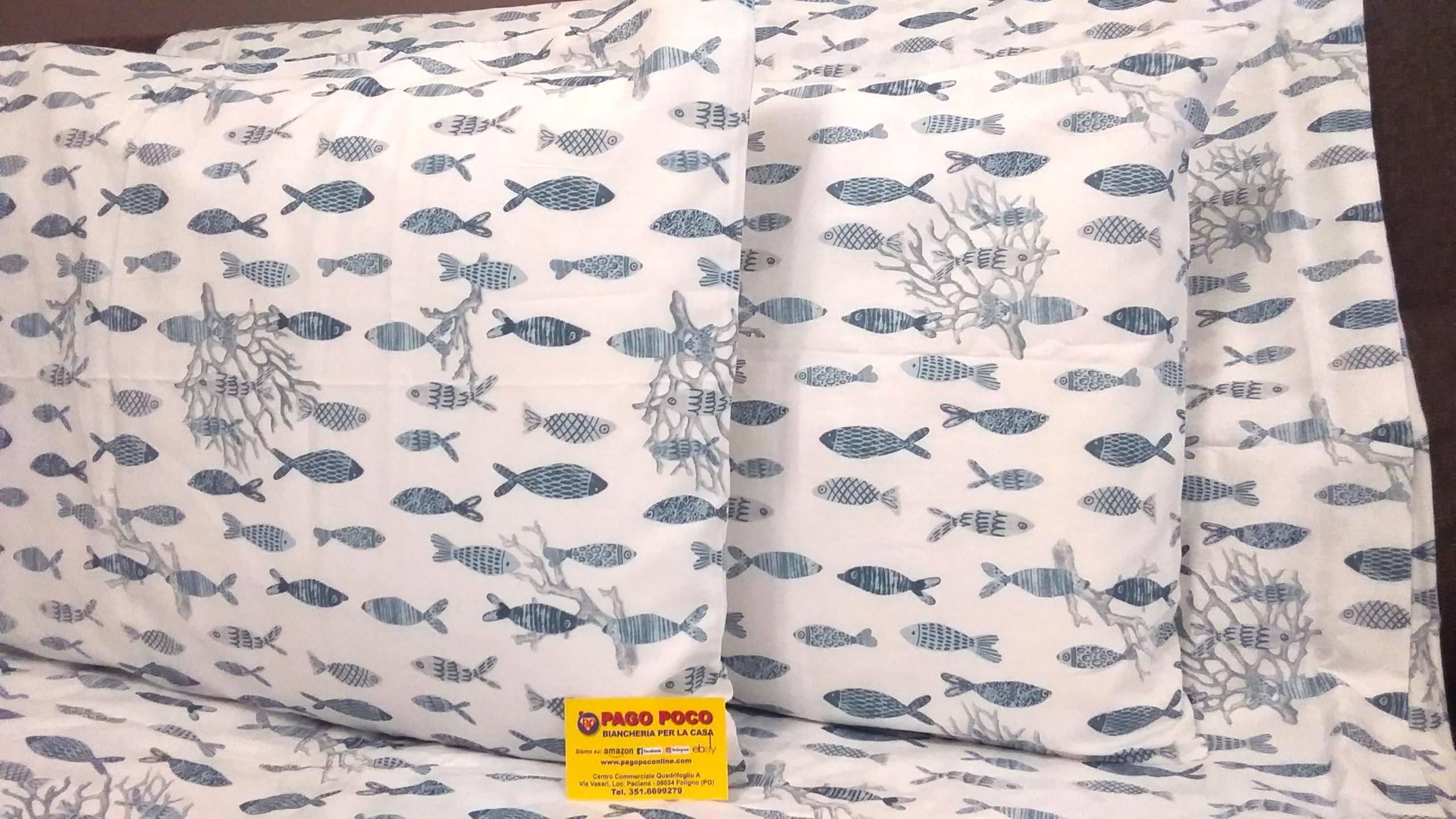 Completo Letto Fantasia CORALLO PESCI MARE In Stampa Digitale Matrimoniale-Singolo-Una piazza e Mezza 100% Cotone Con Elastico Perimetrale (Matrimoniale)
