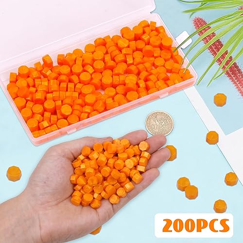 Miniatura 8 de Auvoau Cuentas de cera de sellado, 200 cuentas de sello de cera octágono blancas con caja para sellos de sobre, tarjetas, invitaciones, paquetes de