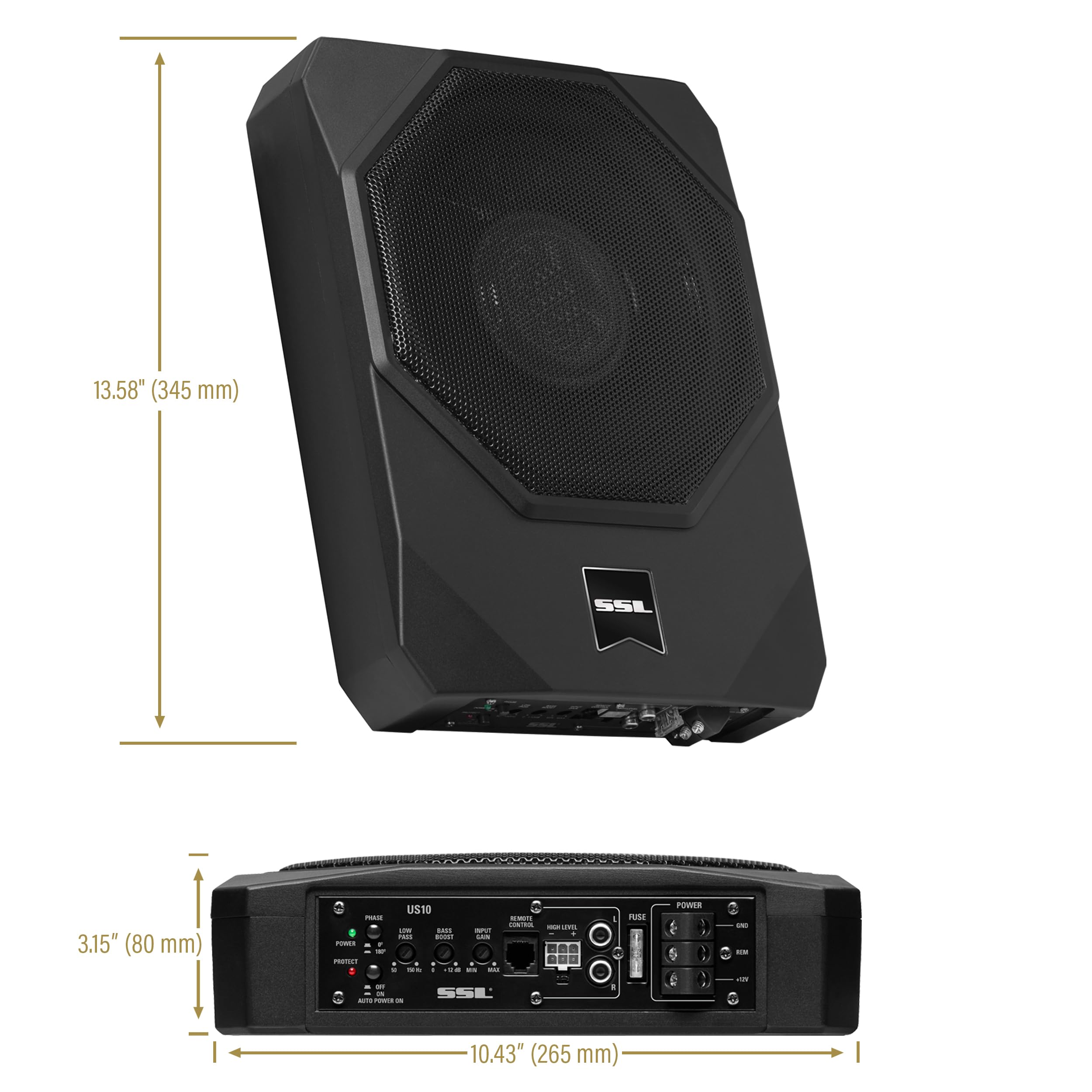 Sound Storm Laboratories US10K - Subwoofer amplificato per auto, potenza massima 1000 Watt, basso profilo, subwoofer da 25,4 cm, installazione calibro 8 inclusa, ideale per veicoli che hanno bisogno