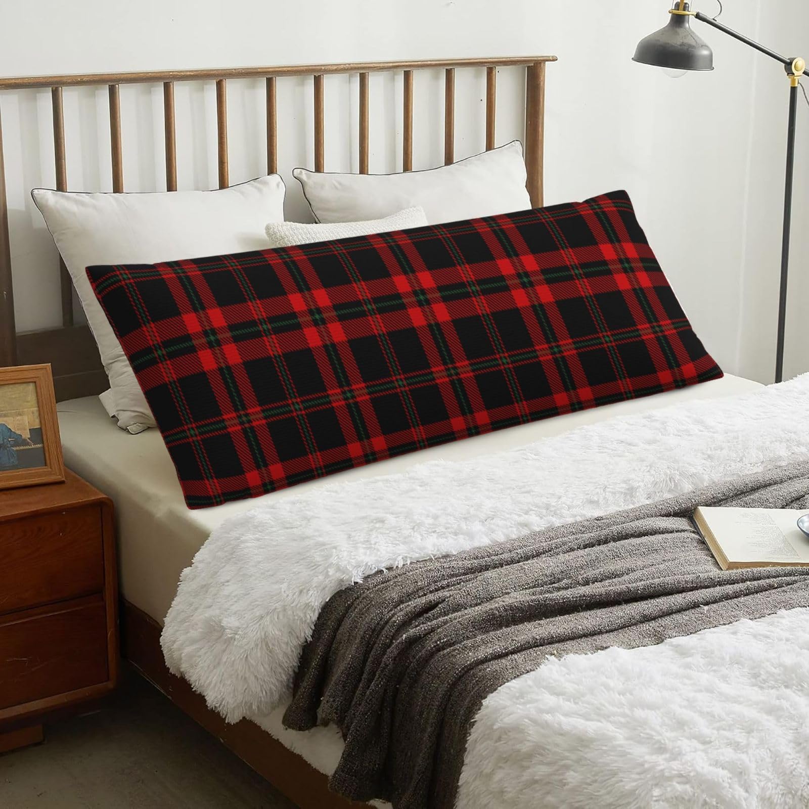 Tartan Plaid Scottish, Body Pillow Cover with Zipper,Long Body Pillowcase 20 x 60 in