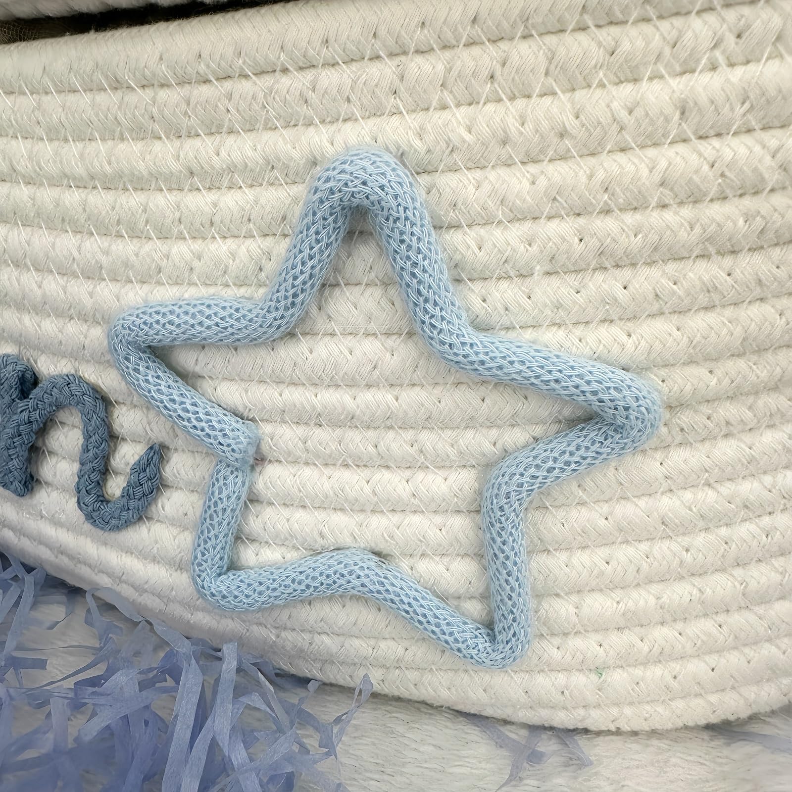 Cestino Intrecciato In Corda Di Cotone Personalizzato Con Nome per Neonato, Regalo Personalizzato per Battesimo Neonato, Contenitore per Pannolini, Contenitore Portaoggetti per Neonati(28cm x 16cm)