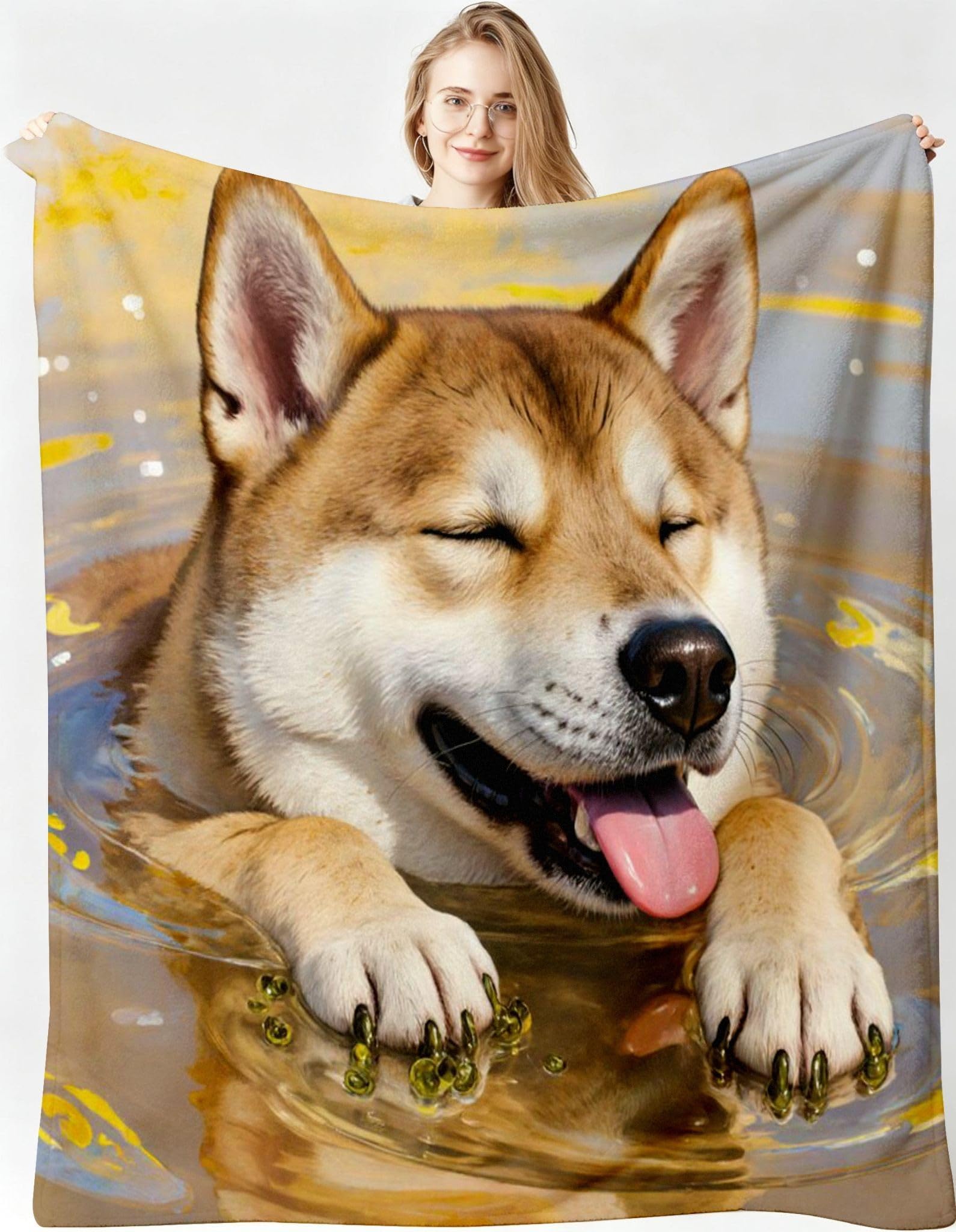 CopertaShiba Inu 3D 240x260 per Adatto Alle Coppie-A207 | Soffice Caldo e Traspirante, Delicata Sulla Pelle, Copriletto Matrimoniale Confortevole per Adulti e Bambini Tutto L'anno