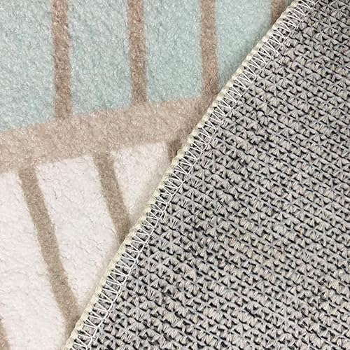 Miniatura 8 de Alfombra abstracta contemporánea moderna para dormitorio, alfombra redonda geométrica de 5.2 pies, alfombra antideslizante de sherpa suave para