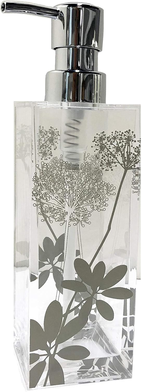Senko 79896 Salina Shampoo Bottle, Dispenser, Approx. 14.2 fl oz (420 ml), Clear, Modern Plants Pattern