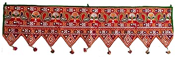 Traditional Design Embroidered Glass Work Cloth Home Door decorative Toran 42