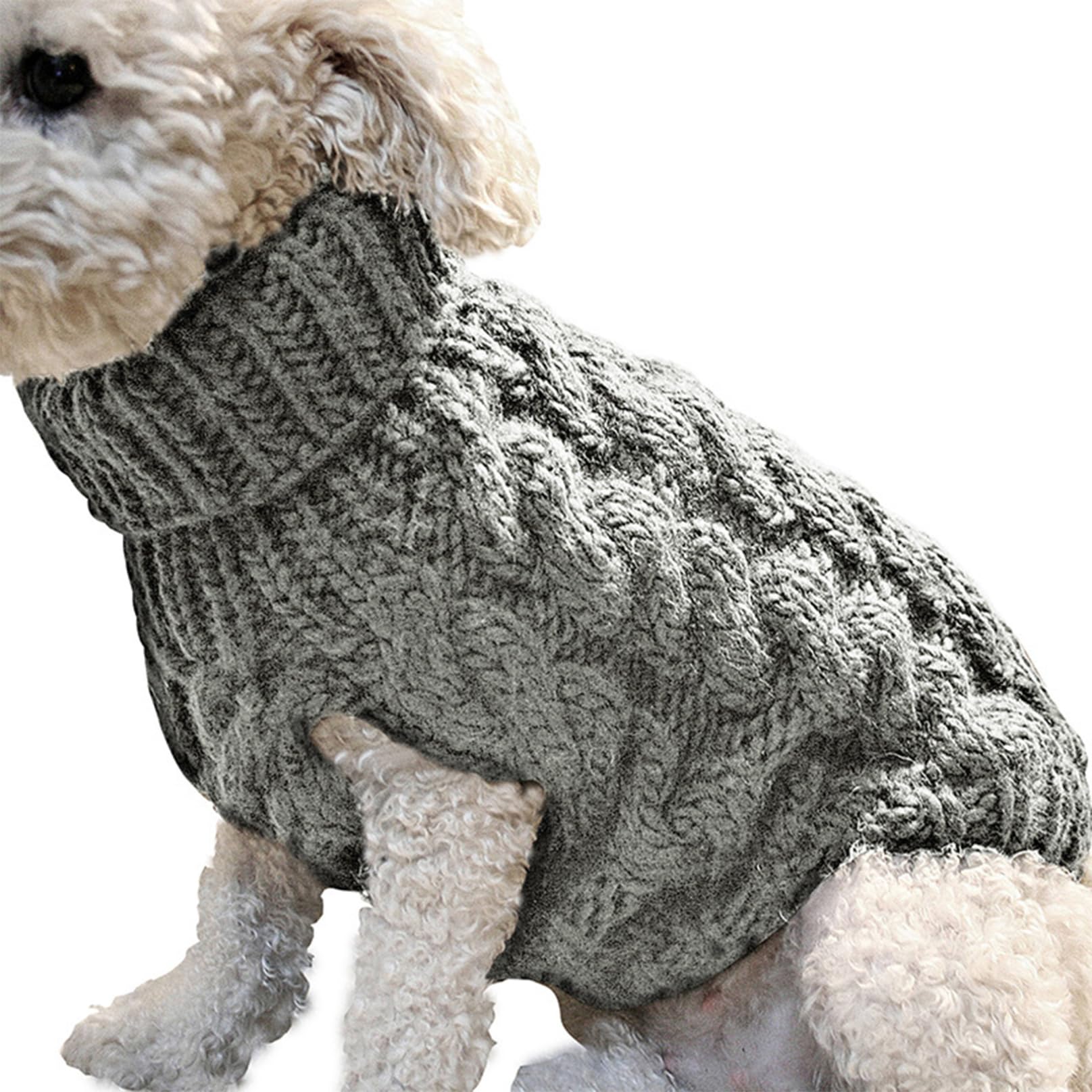 Dog Jumper Small Dog Sweaters Turtleneck Knitted Pullover Elastic Dog Christmas Sweater Winter Thick Warm Classic Small Dog Clothes for Chihuahua Yorkie Teacup Dachshund Gray XL
