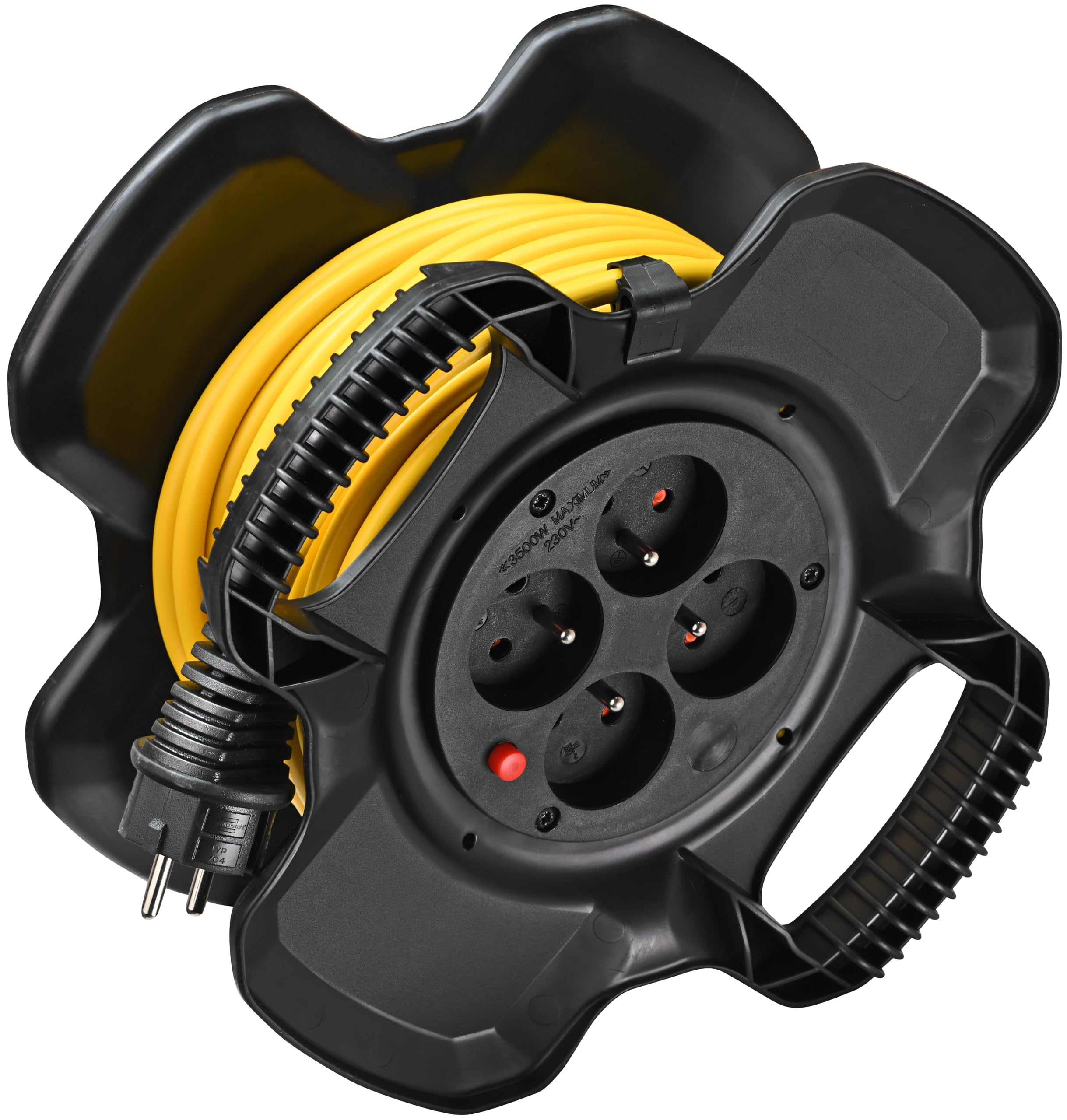 Brennenstuhl X-GUM - Enrollador de cable eléctrico compacto (4 tomas (20 m, uso en interiores, fabricado en Francia)