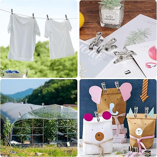 Miniatura 5 de 50 clips de jardín, abrazaderas de invernadero de 2.3 pulgadas, clip de invernadero de acero inoxidable para red, clips de cubierta de fila