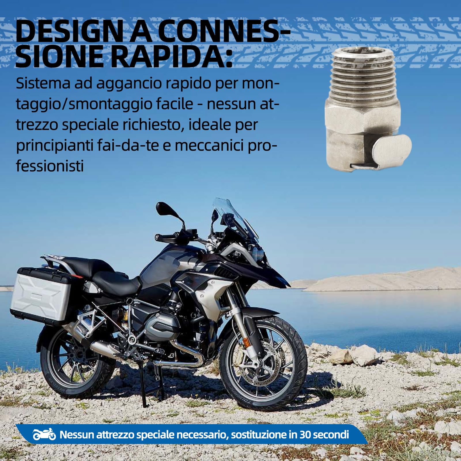 Kit di riparazione con attacco rapido per pompa carburante in metallo per BMW R1200GS / R1200R / R1200RT / K1200R / K1200S / K1200GT. Attacco rapido da 3/8 di pollice.