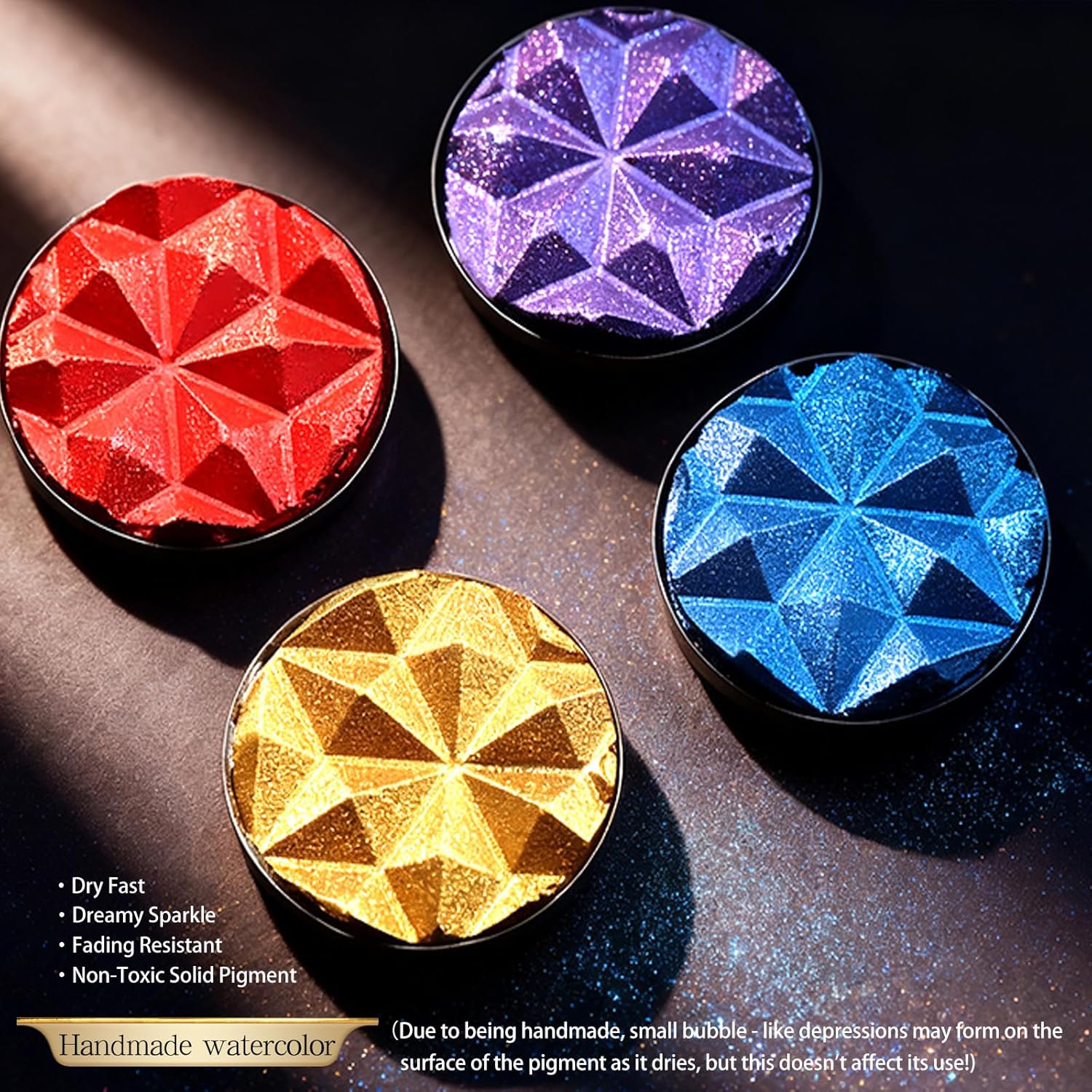 AUK 28 Colors Metallic Watercolor Paints for Adult Artists, Glitter Watercolors Paint Iridescent Pearlescent Watercolors Travel Watercolor Christmas Gifts