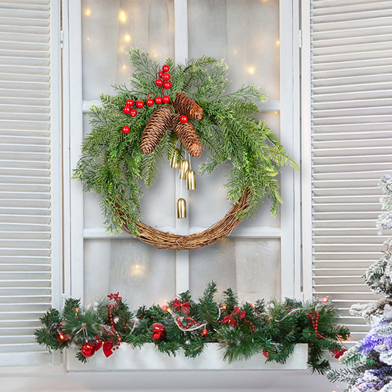 Ghirlanda di Natale per la Porta d'ingresso Ghirlande Natalizie Decorazioni Ghirlande finte per Esterni Ghirlande Natalizie Decorazioni Invernali per la casa