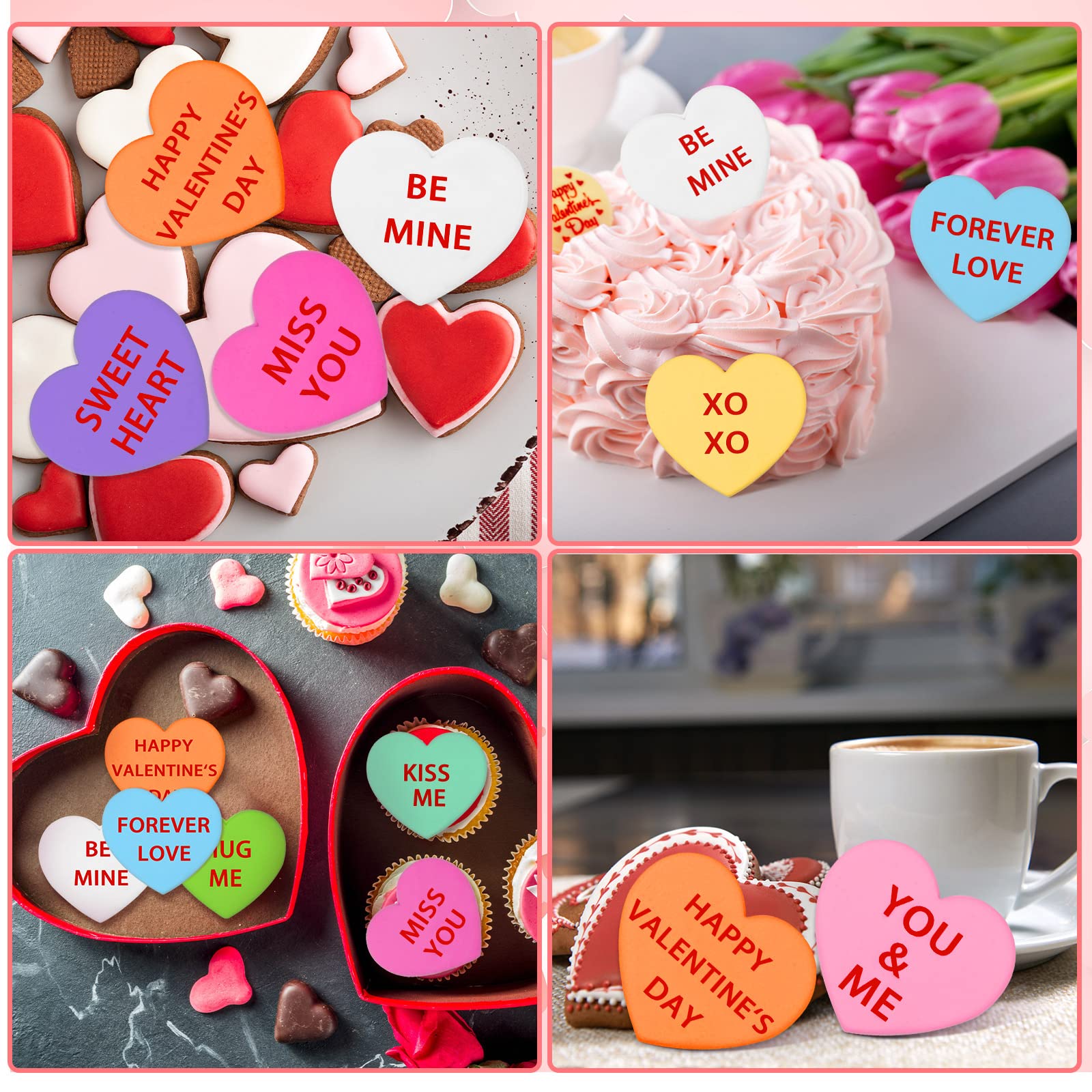Juego de 20 cortadores de galletas para el día de San Valentín, corazones de conversación 3D, sellos de galletas de San Valentín, galletas, fondant, pasteles, cortadores de galletas para San Valentín,