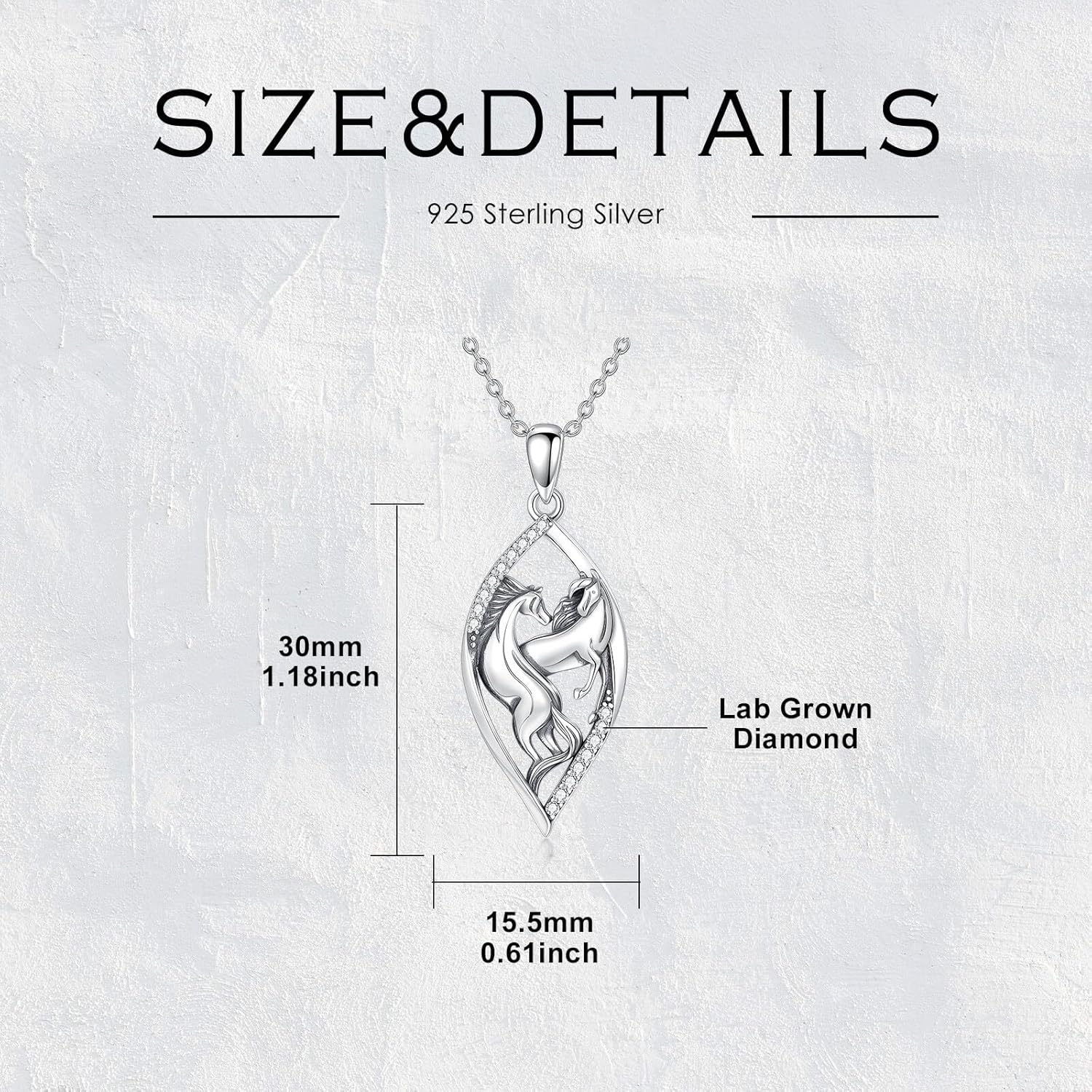 Diamond Horse Pendant Necklace for Women 925 Sterling Silver Lab Grown Diamond Jewelry Gifts for Horse Lovers - Image 6