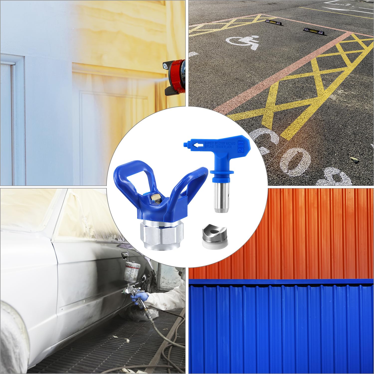 QWORK® Puntas de pulverización de Pintura sin Aire, Juego de boquillas Reversibles, 6 tamaños (211/315/417/517/515/523) para hogares y construcción