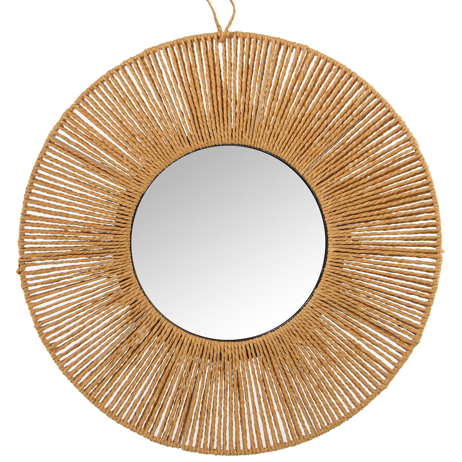 DRW Specchio da parete rotondo in carta vegetale in naturale, 60 x 60 x 2 cm
